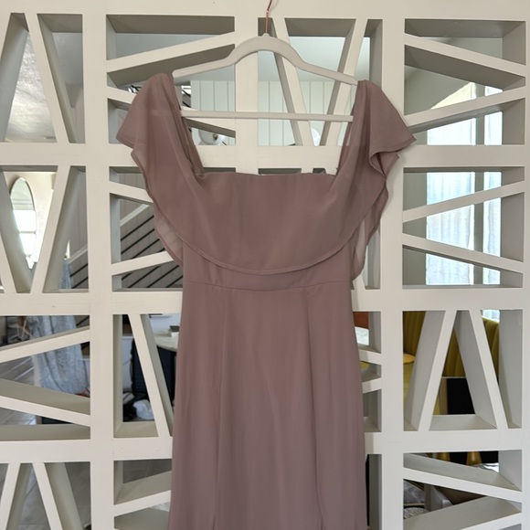 LIKE NEW Lulu's Taupe Off-the-Shoulder Maxi Dress - Picture 3 of 3